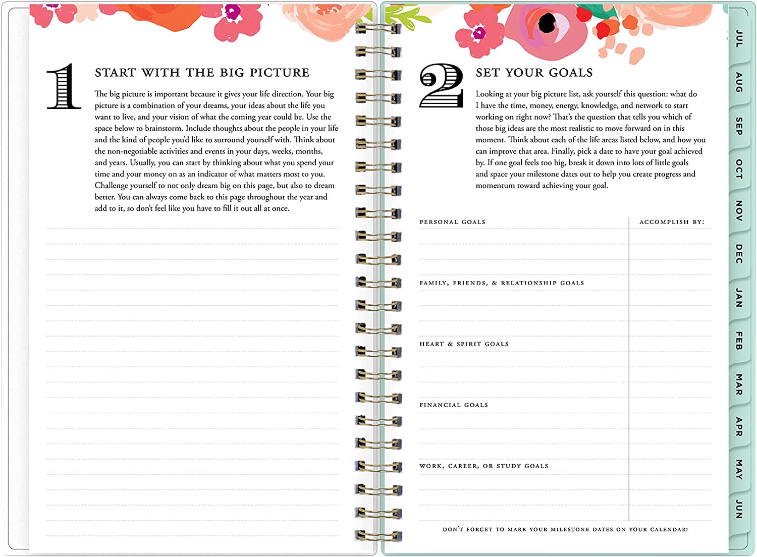 Day Designer for Blue Sky 2022-2023 Academic Year Weekly & Monthly Planner, 8.5" x 11", Frosted Cover, Wirebound, Secret Garden Mint (137896-A23) - Image 5